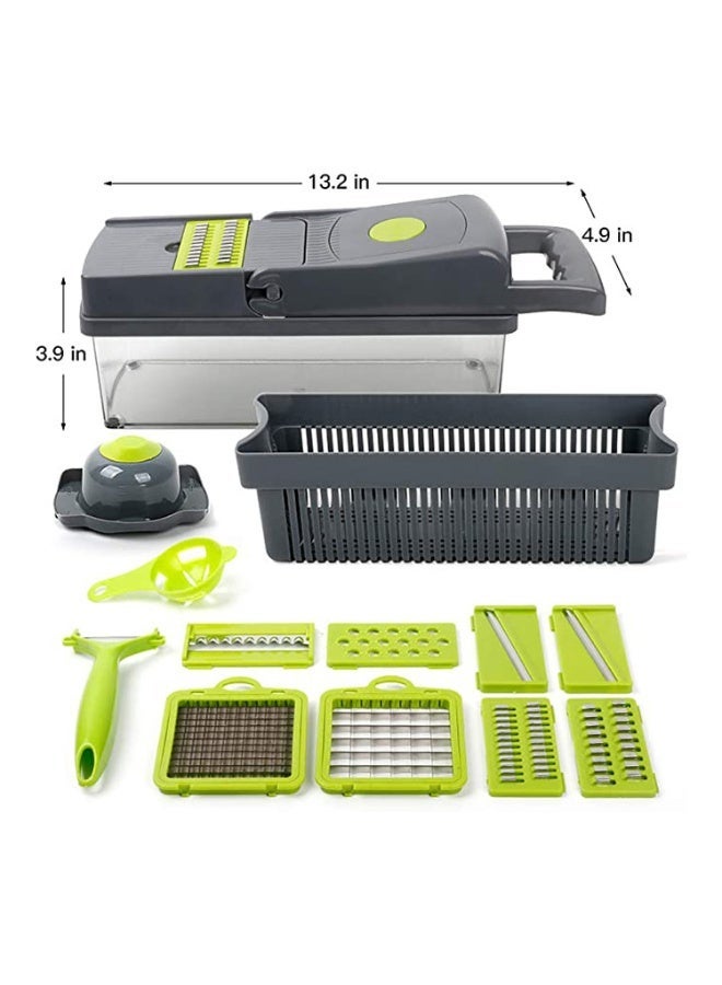 14-in-1 Multifunctional Vegetable Chopper & Mandoline Slicer - Professional Onion Chopper with 8 Interchangeable Stainless Steel Blades, Dicer & Cutter with Large Container for Salad & Meal Prep - Image 4
